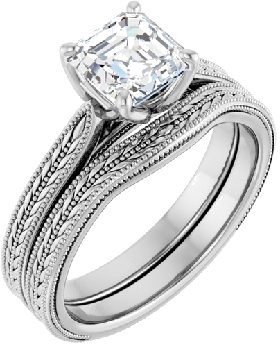 Sužadėtuvių Žiedas „Solitaire“ 14k white gold Asscher 6mm (6)