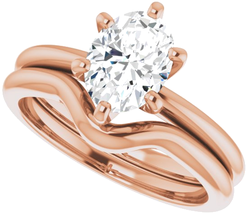 Sužadėtuvių Žiedas „Solitaire“ 585 Rožinis Aukso Oval 8mm x 6mm (10)