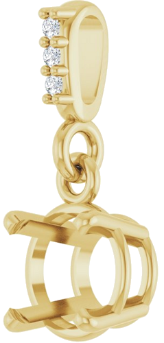 14K Yellow 6 mm Round .01 Natural Diamond Semi-Set Pendant (2)