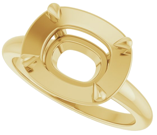 Sužadėtuvių Žiedas „Claw-Prong Solitaire Bezel-Style“ 14k yellow gold Elongated Cushion 10mm x 8mm (5)