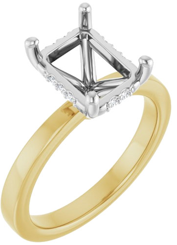 Sužadėtuvių Žiedas „Hidden Halo-Style“ 14k yellow/white gold Emerald 9mm x 7mm (1)