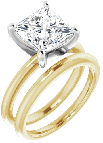 Sužadėtuvių Žiedas 14k yellow/white gold Square 8mm (6)