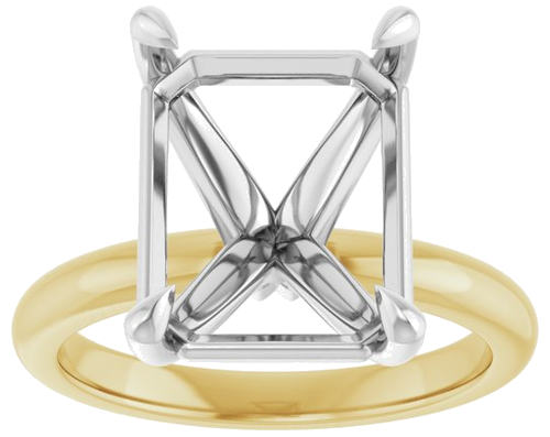 Sužadėtuvių Žiedas „Claw-Prong“ 14k yellow/white gold Emerald 12mm x 10mm (3)