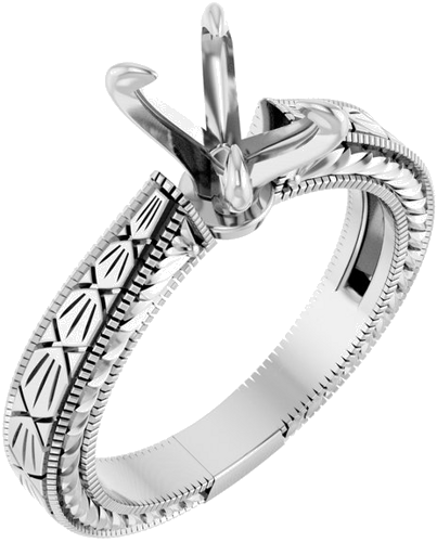 Sužadėtuvių Žiedas „Claw-Prong Solitaire Sculptural“ 14k white gold Elongated Cushion 8mm x 6mm (1)