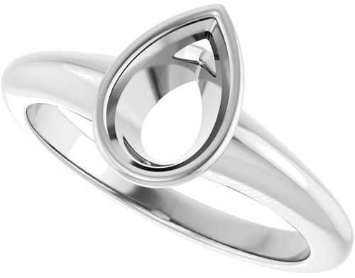 Sužadėtuvių Žiedas „Bezel-Set Solitaire“ 14k white gold Pear 8.5mm x 5.5mm (5)
