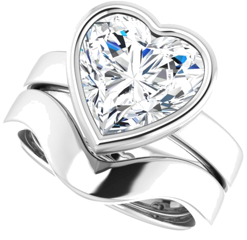 Sužadėtuvių Žiedas „Bezel-Set Solitaire“ 925 Sidabro Heart 10mm (10)