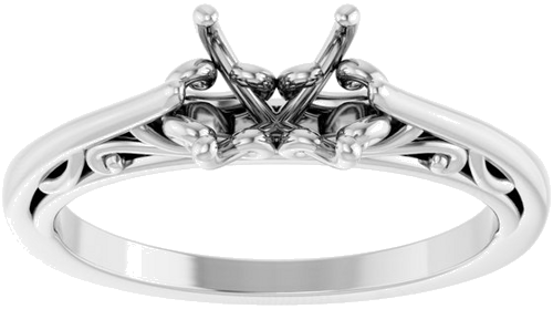14K White 6.5 mm Round Engagement Ring Mounting (5)