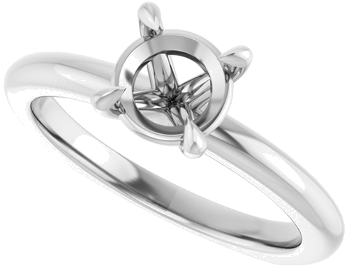 Sužadėtuvių Žiedas „Claw-Prong Euro Shank“ 14k white gold Round 6.5mm (5)