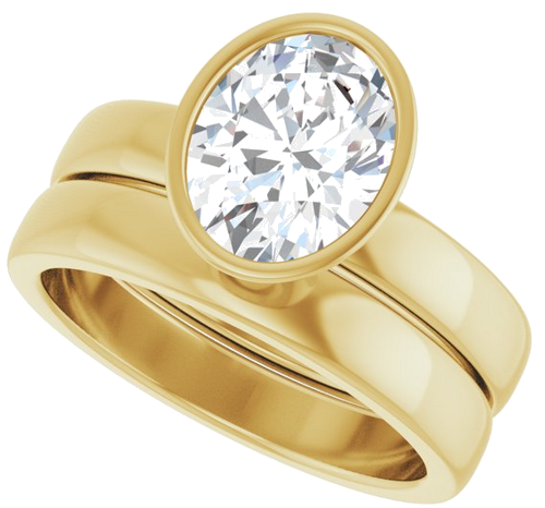 Sužadėtuvių Žiedas „Bezel-Set Solitaire“ 14k yellow gold Oval 9mm x 7mm (10)
