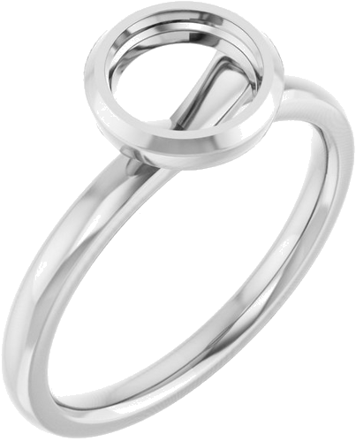 Sužadėtuvių Žiedas „Bezel-Set Solitaire“ 14k white gold Round 6.4mm (1)
