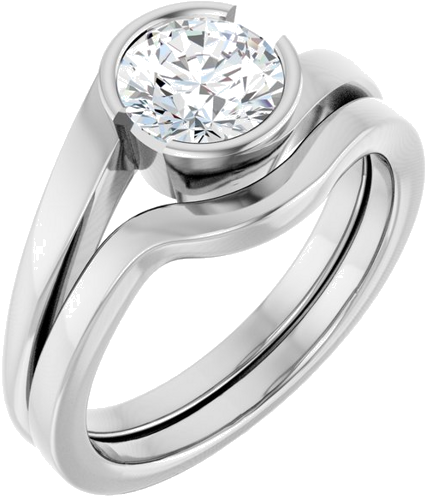 Sužadėtuvių Žiedas „Half-Bezel Solitaire“ 14k white gold Round 6.5mm (6)