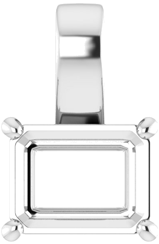 14K White 9x7 mm Emerald Pendant Mounting (1)