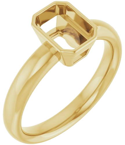 Sužadėtuvių Žiedas „Bezel-Set Solitaire“ 18k yellow gold Emerald 7mm x 5mm (1)