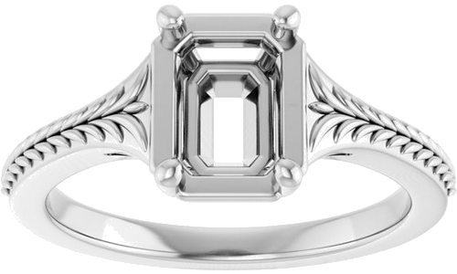 Sužadėtuvių Žiedas „Solitaire“ 14k white gold Emerald 7mm x 5mm (3)