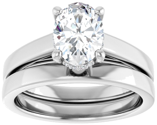 Sužadėtuvių Žiedas „Hidden Halo-Style“ 14k white gold Oval 8mm x 6mm (8)