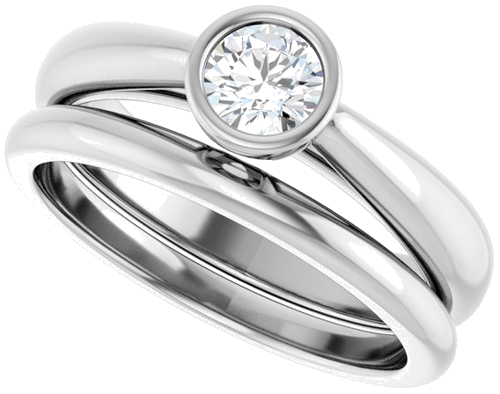 Sužadėtuvių Žiedas „Bezel-Set Solitaire“ 14k white gold Round 4.4mm (10)
