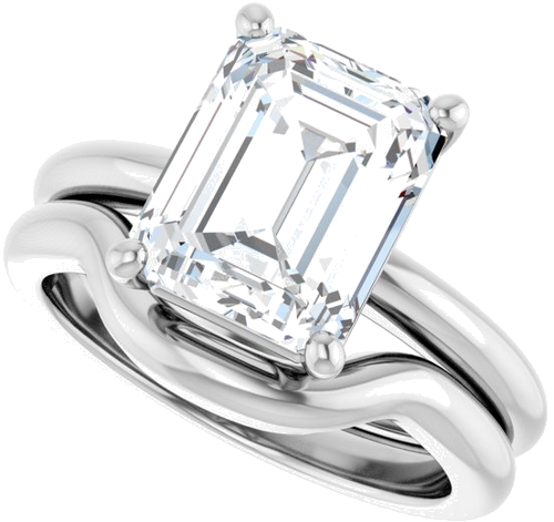 Sužadėtuvių Žiedas 10k white gold Emerald 10mm x 8mm (10)