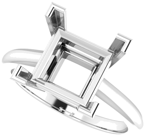 Sužadėtuvių Žiedas „V-End Prong“ 14k white gold Square 9mm (5)