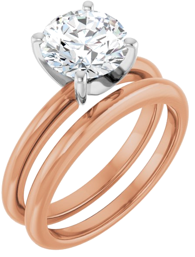 14K Rose   White  8 mm Round Solitaire Engagement Ring Mounting (6)