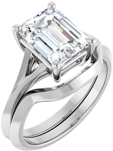 Sužadėtuvių Žiedas „Solitaire Split Shank“ 14k white gold Emerald 9mm x 7mm (6)