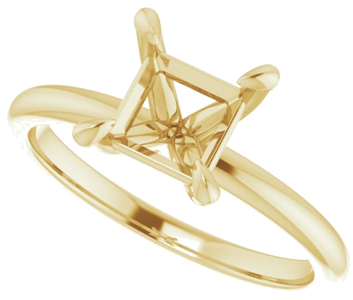 14K Yellow  6x6 mm Square Solitaire Engagement Ring Mounting (5)