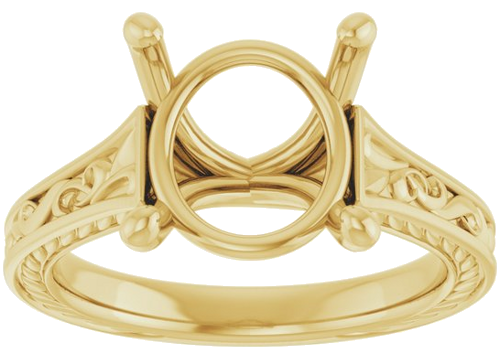 Sužadėtuvių Žiedas „Solitaire Scroll“ 14k yellow gold Round 11mm (3)