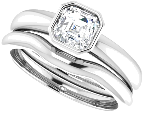 Sužadėtuvių Žiedas „Bezel-Set Solitaire“ 925 Sidabro Asscher 5mm (10)