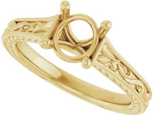 Sužadėtuvių Žiedas „Solitaire Scroll“ 14k yellow gold Round 7mm (5)