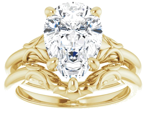 Sužadėtuvių Žiedas „Solitaire“ 10k yellow gold Pear 12mm x 8mm (8)