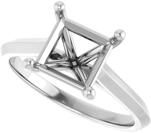 Sužadėtuvių Žiedas „Solitaire“ 585 Baltojo Aukso Square 7mm (5)