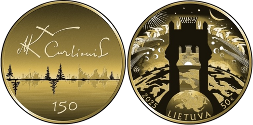 2025 – 150-годишнина от рождението на Микалоюс Константинас Чюрльонис 50 евро златна монета (2)