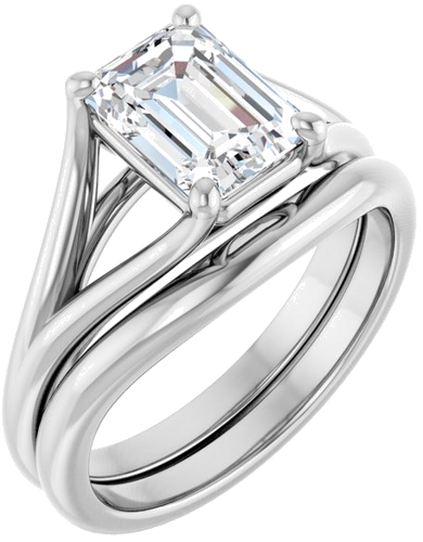 Sužadėtuvių Žiedas „Solitaire“ 14k white gold Emerald 8mm x 6mm (6)