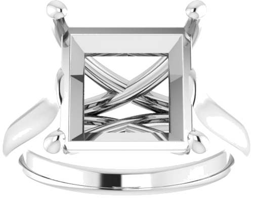 14K White 10 mm Square Solitaire Engagement Ring Mounting (3)