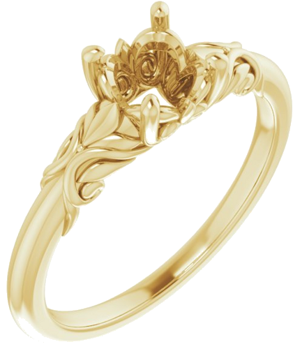 Sužadėtuvių Žiedas „Solitaire“ 585 Geltonojo Aukso Round 6mm (1)