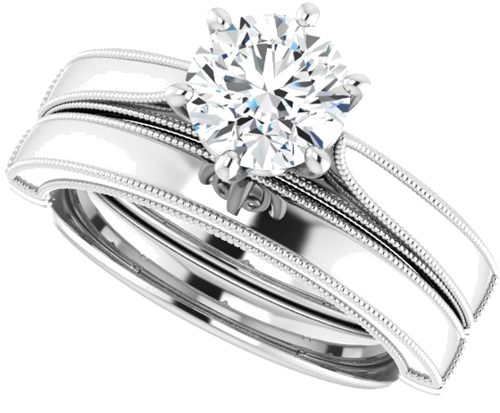 14K White  6.5 mm Round Solitaire Engagement Ring Mounting (10)