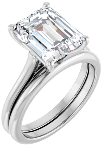 Sužadėtuvių Žiedas „Accented“ 950 Platinos Emerald 10mm x 8mm (6)
