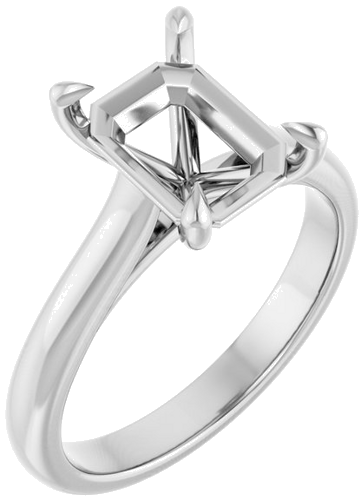Sužadėtuvių Žiedas „Claw-Prong“ 14k white gold Emerald 9mm x 7mm (1)