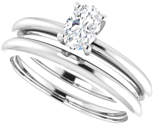 14K White  6x4 mm Oval Solitaire Engagement Ring Mounting (10)