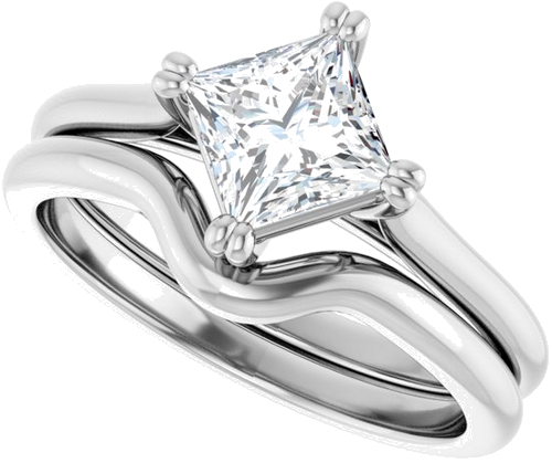 Sužadėtuvių Žiedas „Double Claw-Prong Solitaire“ 14k white gold Square 5.5mm (10)