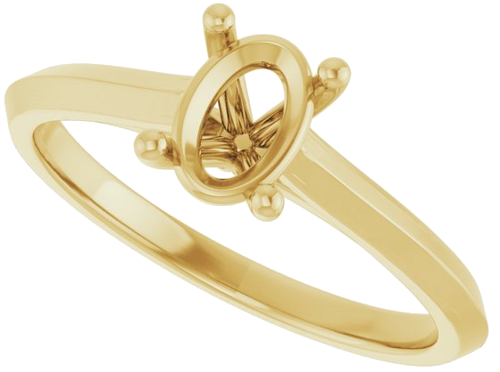 Sužadėtuvių Žiedas „Solitaire“ 585 Geltonojo Aukso Oval 7mm x 5mm (5)