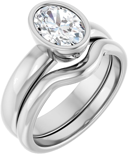 Sužadėtuvių Žiedas „Bezel-Set Solitaire“ 14k white gold Oval 8mm x 6mm (6)