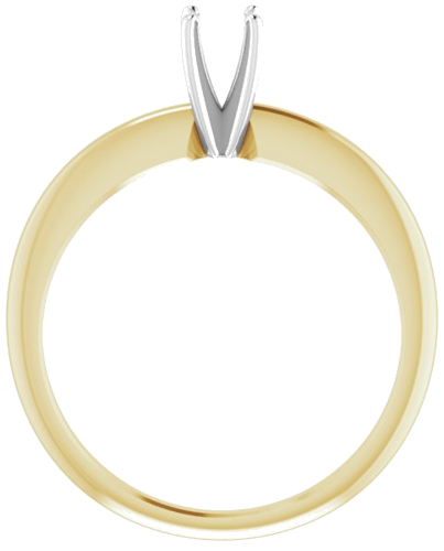 14K Yellow   White 4-4.1 mm Round 4-Prong Comfort-fit Solitaire Ring Mounting (2)