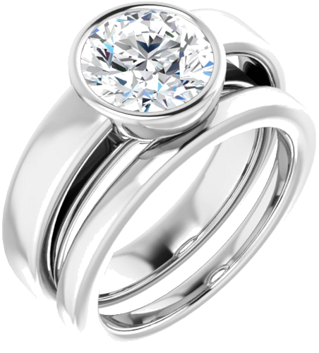 Sužadėtuvių Žiedas „Bezel-Set Solitaire“ 14k white gold Round 8.2mm (6)