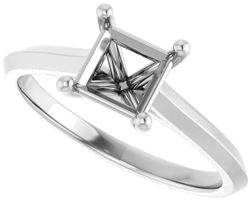 Sužadėtuvių Žiedas „Claw-Prong“ 14k white gold Square 5.5mm (5)
