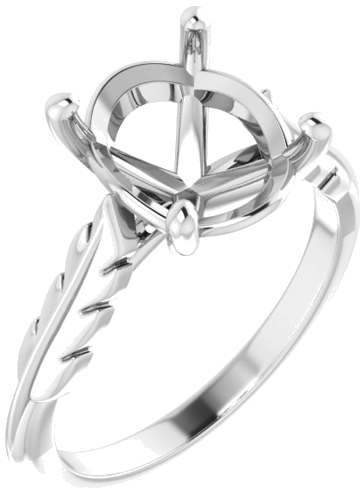Sužadėtuvių Žiedas „Solitaire Leaf“ 14k white gold Oval 11mm x 9mm (1)