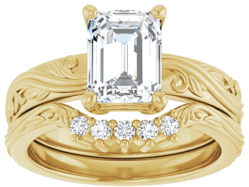 Sužadėtuvių Žiedas „Solitaire Sculptural“ 14k yellow gold Emerald 8mm x 6mm (8)