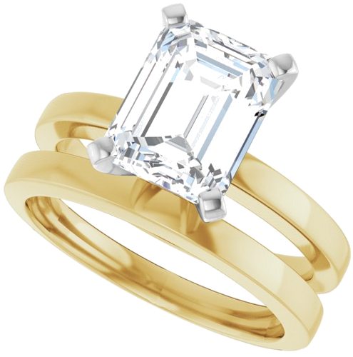 14K Yellow White 9x7 mm Emerald Solitaire Engagement Ring Mounting (10)