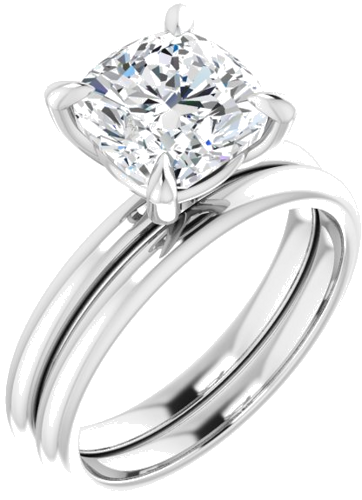 14K White  8x8 mm Cushion Solitaire Engagement Ring Mounting (6)