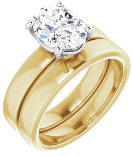 Sužadėtuvių Žiedas „Solitaire“ 14k yellow/white gold Oval 9mm x 7mm (6)