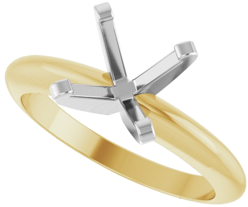 14K Yellow White 7.6 mm Round Solitaire Engagement Ring Mounting (5)